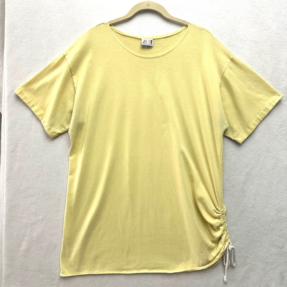 Juice Vintage Yellow Side Cinch Drawstring T-Shirt Tunic Medium‎ Made in USA